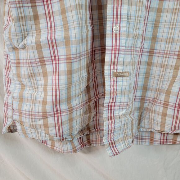 Vtg ECKO UNLIMITED SHIRT MEN XL MADRAS PLAID SHORT SLEEVE Pre Owned - Picture 4 of 16